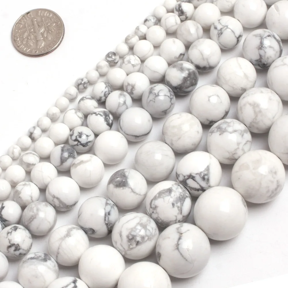 Round White Howlite Beads 4mm 6mm 10mm 12mm 14mm Natural Stone