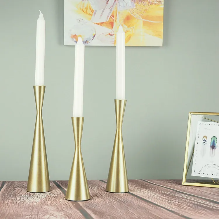 Taper Candle Holders, With A Slender Hourglass Shape, Metal Fits All