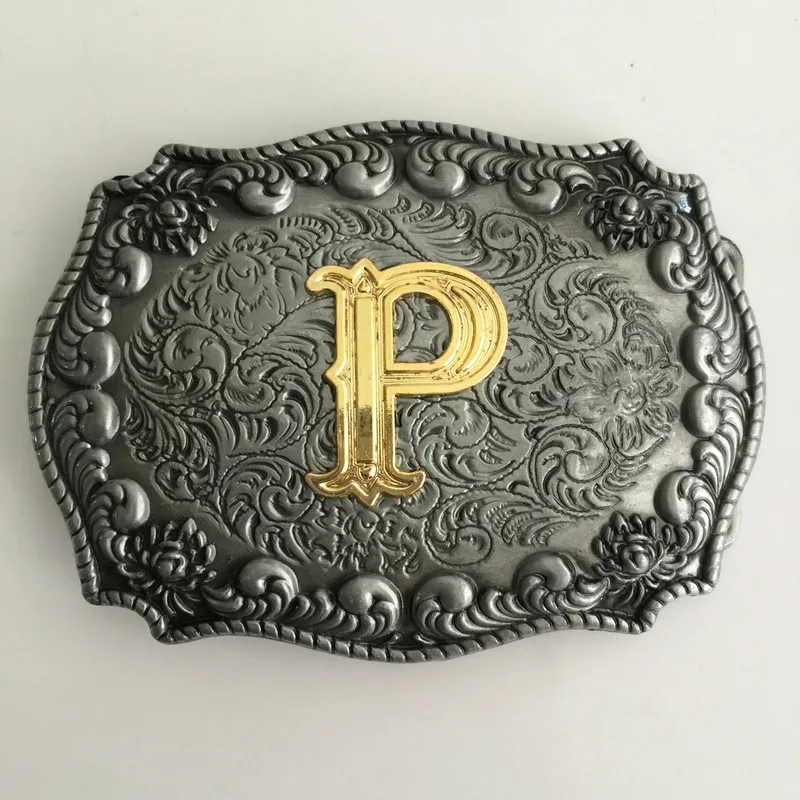 Retail New Style Men Golden P Initial Letter belt buckle With 103*71mm