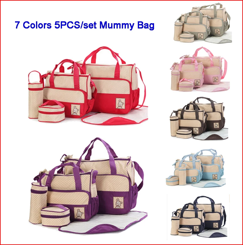 7 Colors 5PCS/Set High Quality Tote Baby Shoulder Diaper Bags Durable Nappy Bag Mummy Mother Bag/ baby bags for mom | Мать и ребенок