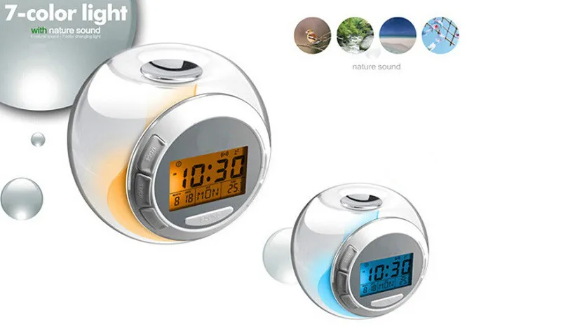 Будильник Часы-фонарик КР цифровой светодиодный датчик температуры с подсветкой 7-изменения цвета Повтор Функция электронные часы