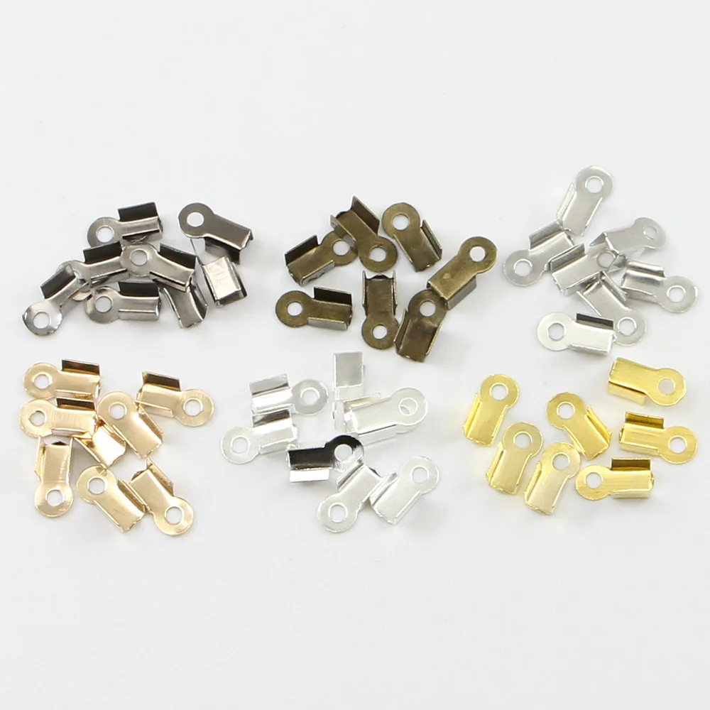 200pcs/lot Brass End Fasteners for Rhinestone Chain Fold Over Crimp