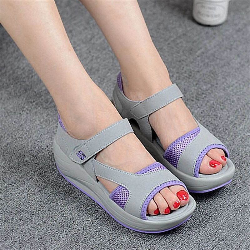 

Women Sandals 2018 Summer New Open Toe Fish Head Fashion platform High Heels Wedge Sandals female shoes women shoes