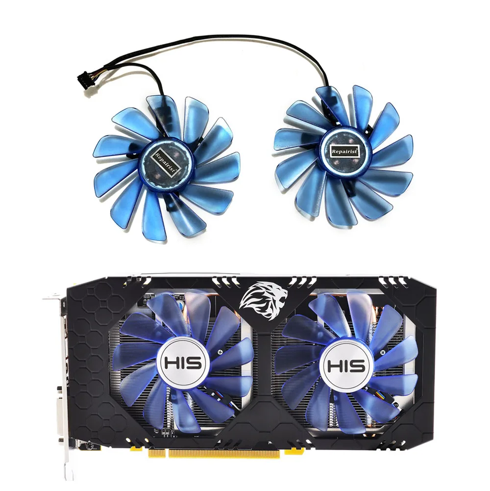 2pcs/set GPU VGA Cooler Fans FDC10U12S9-C For HIS RX 570 XFX RX570 Video Graphics Card Cooling