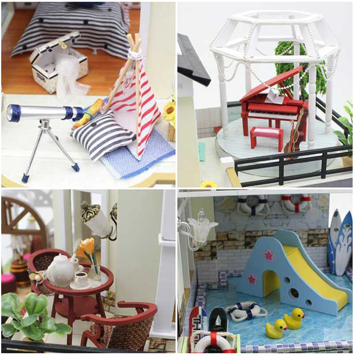 DIY Doll House Wooden Villa Miniatures LED Light Furniture Kit Cute Doll House for Kids Gift Miniature Crafts DIY Doll House Wooden Villa Miniatures LED Light Furniture Kit Cute Doll House for Kids Gift Miniature Crafts
