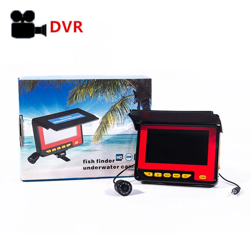 Underwater Fish Camera ICE Fishing Fish Finder 1000TVL 4.3" Monitor VIdeo Recording Camera DVR 8 infrared LED Sunvisor Fishfind