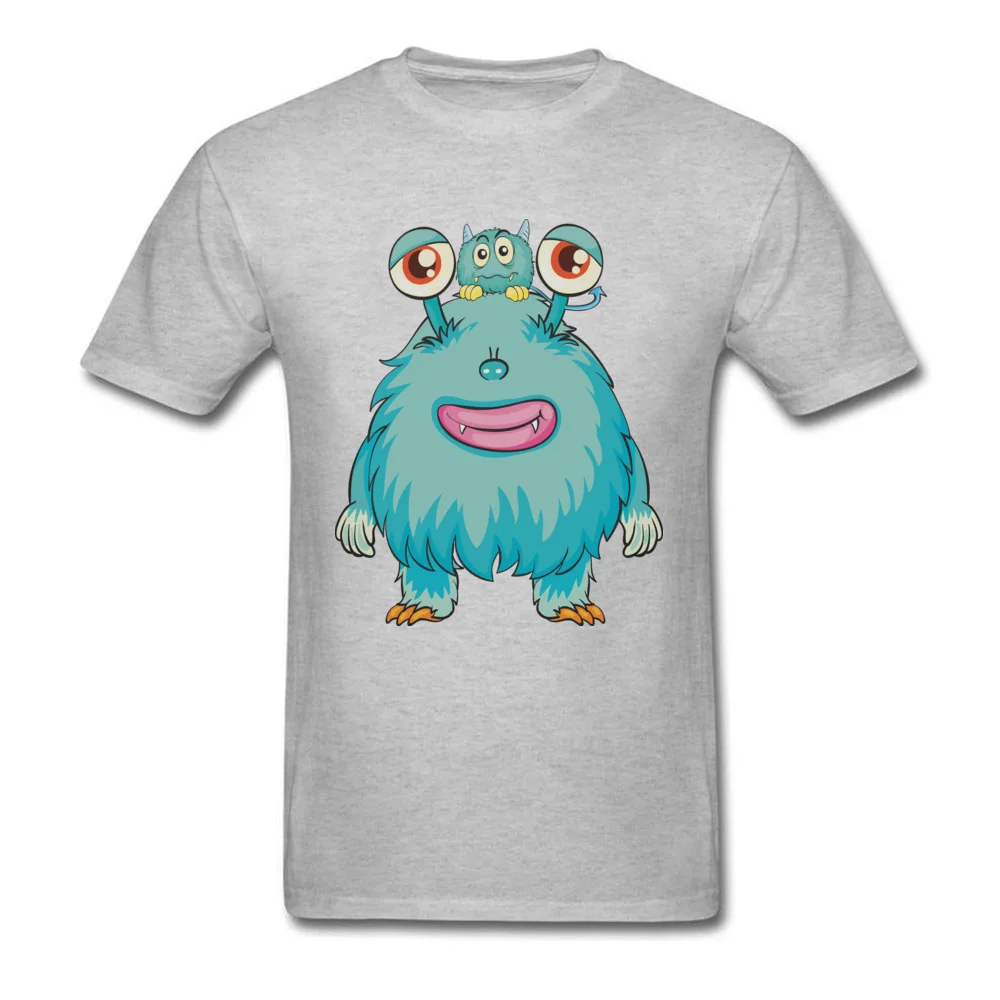 Cute Monster Tops & Tees Oversized Round Neck Custom Short Sleeve Pure Cotton Men T-shirts Street Clothing Shirt Cute Monster grey