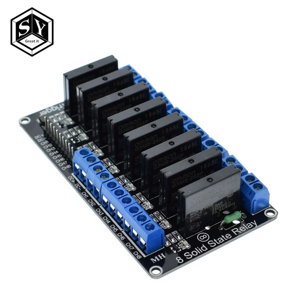 

1PCS Great IT 8 Channel 5V DC Relay Module Solid State Low Level G3MB-202P Relay SSR AVR DSP for arduino Diy Kit