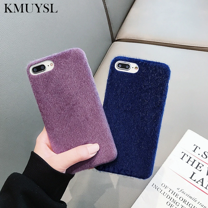 Soft Plush Phone Case For Huawei P10 P20 Lite Mate 20 Pro P Smart Plus Hard PC Winter Warm Case On Honor 9 10 Nova 3 3i 3e Cover