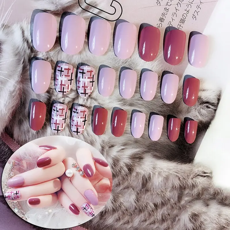 

24pcs/set Hot Artificial Nails Salon Solid Nude Color False Nails Full Cover Fake Nails Tips Manicure
