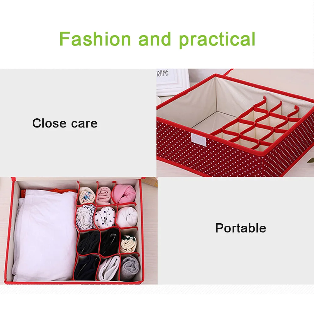 18 Gird Drawer Closet Organizers Boxes For Underwear Bra Home Storage Non-woven Scarfs Socks Bra Organizer Storage Box