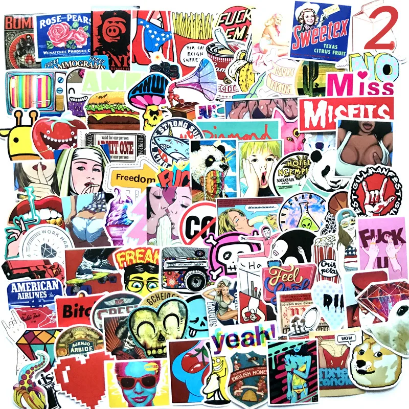 100 pcs Mixed Cartoon Toy Stickers Car Styling Bike Motorcycle Phone Laptop Travel Luggage Cool Funny Sticker Bomb JDM Decals