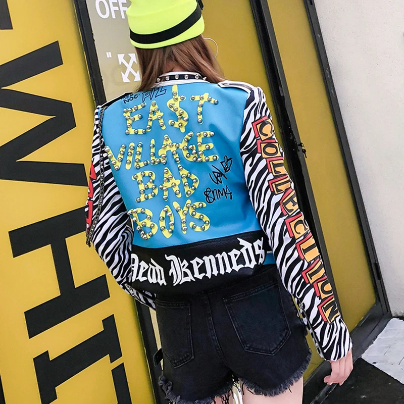 Cuir Vives Femme Faux De En Souple Moto Manteau Couleurs Court Mélangées Veste Femmes Mode Motard Colors Mixed Pu wqx0Zy