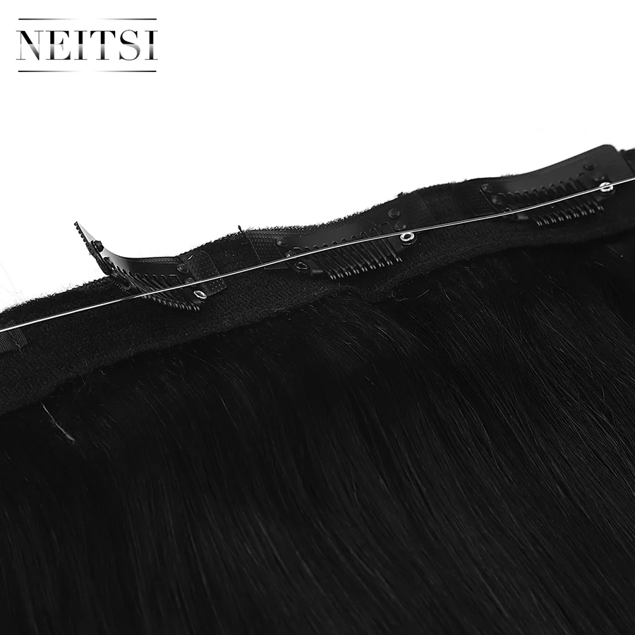  Neitsi Straight Clip In Hair 100% Remy Human Hair Easy Going Hidden Invisible Wire Flip in Hair Ext