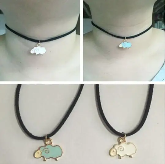 

Fashion Gothic Punk Velvet Chokers Necklaces Vintage alloy Cute sheep animal Pendant female Necklace Clavicle Necklace