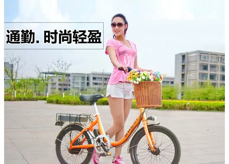 Excellent Electric Scooter 48V 250W 20 Inch Two Wheels Electric Bicycle Portable Orange/Blue Electric Bike Women Adults 26