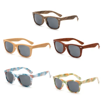 

Men Women Vintage Wood Grain Plastic Frame Sunglasses Protection Goggles Glasses