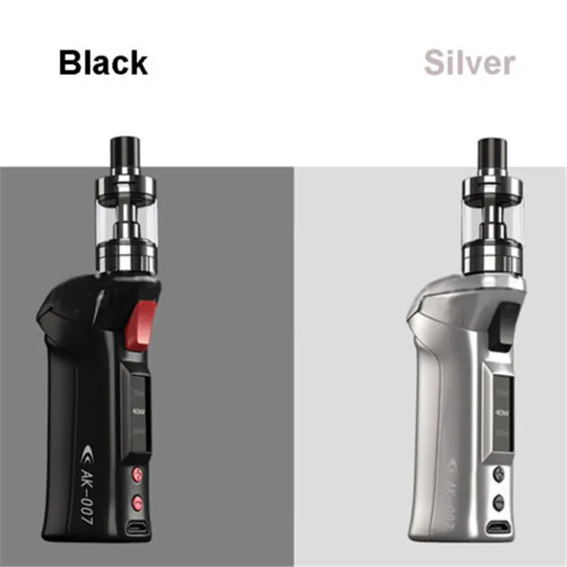 

70W Gun Shape Big Smoke 2ML 0.4 ohm Electronic Cigarette Adjustable Metal Body Vape Safe Atomizer Silvery Box Mod Vaporizer Kit