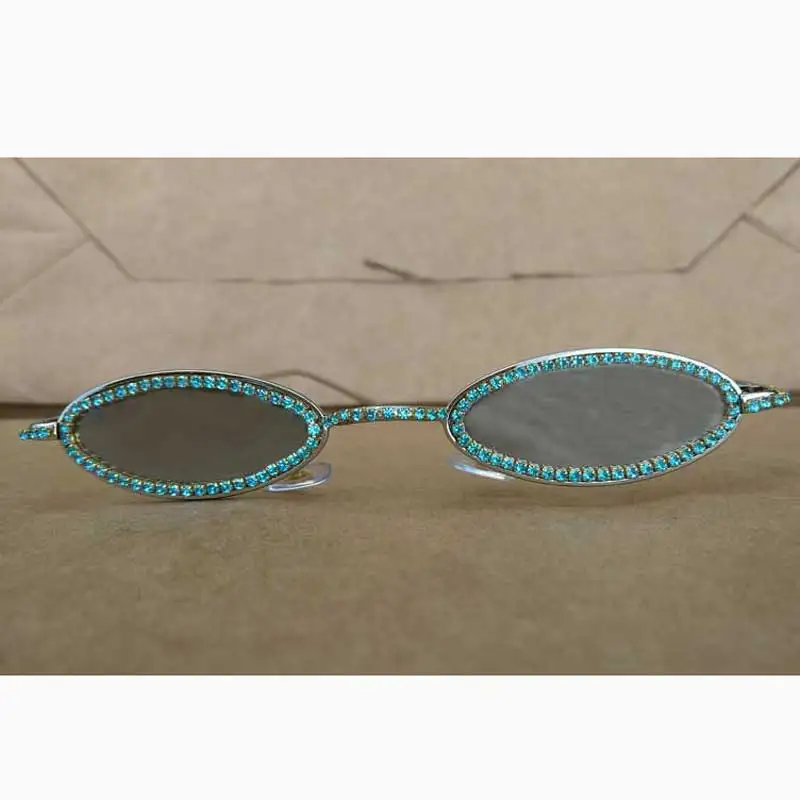 Винтажные Солнцезащитные очки с бриллиантами овальные очки женские маленькие Ретро хип хоп очки ретро солнцезащитные очки Роскошные женские очки