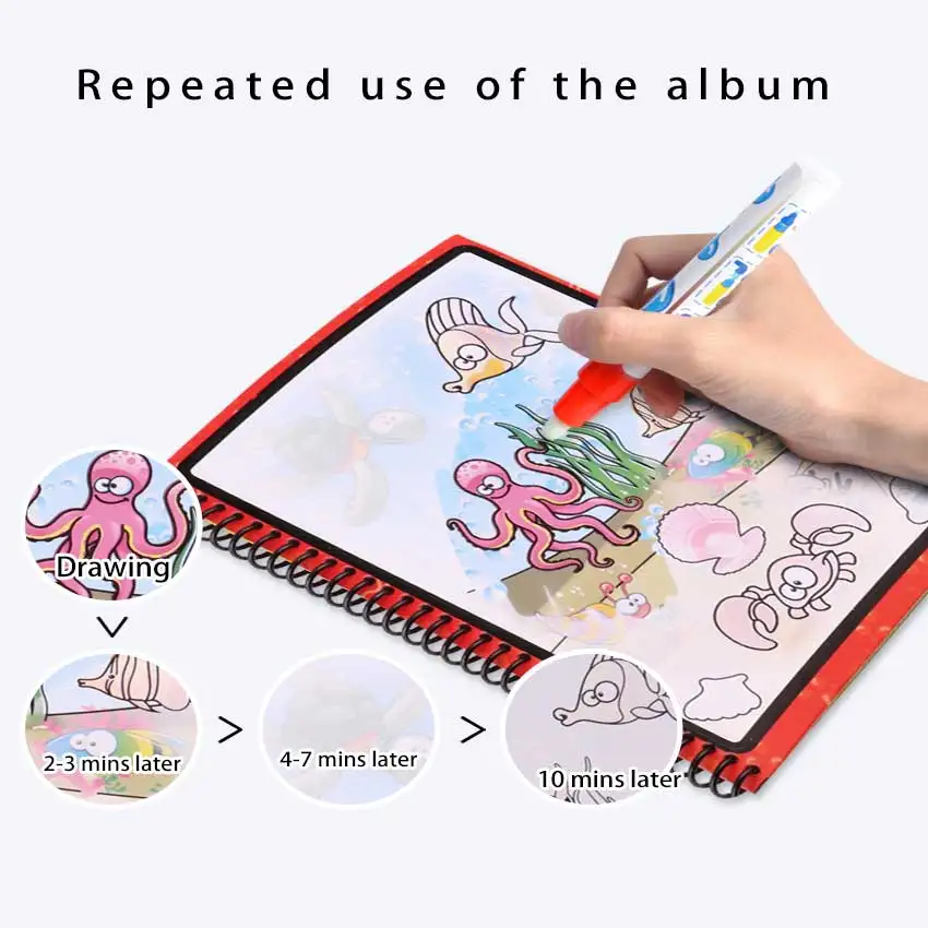 Magic Water Drawing Book Coloring Book Doodle With Magic Pen Painting Drawing Board For Girls Boys Toy