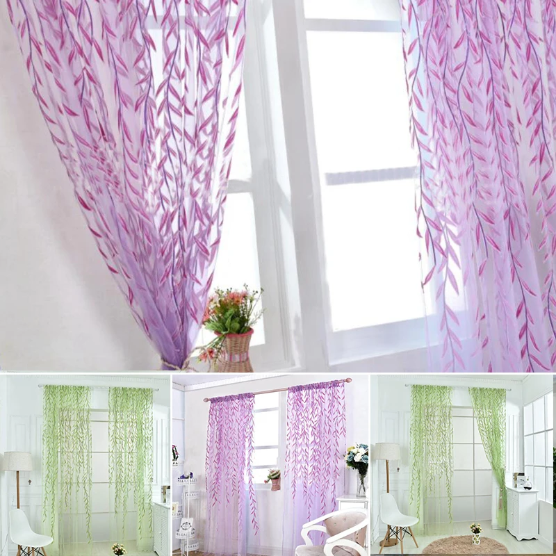 Wicker Tulle Window Curtain Voile Drape Scarf Valances Decoration DIY