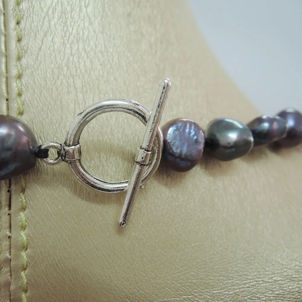 Натуральный пресноводный барочный жемчуг ожерелье-черный цвет жемчужное ожерелье-очень хороший CLASP-9.5-10.5mm барокко Жемчуг