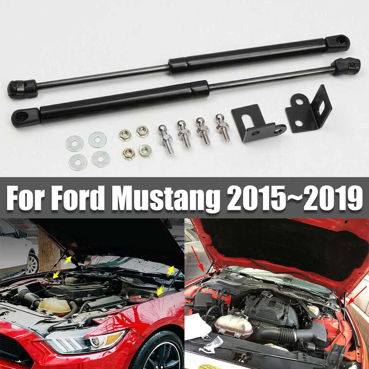 

2Pcs Car Engine Shock Hood Shock Strut Damper Lift Support For Ford for Mustang 2015~2019 Steel Rod Car Accessories
