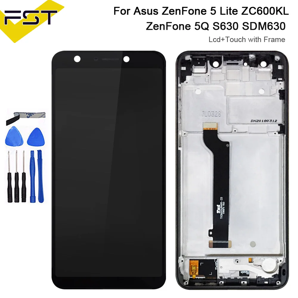 6.0'ɿor Asus ZenFone 5 Lite 5Q X017DA LCD ZC600KL S630 SDM630 Display+Touch Screen Digitizer With Frame for | Мобильные