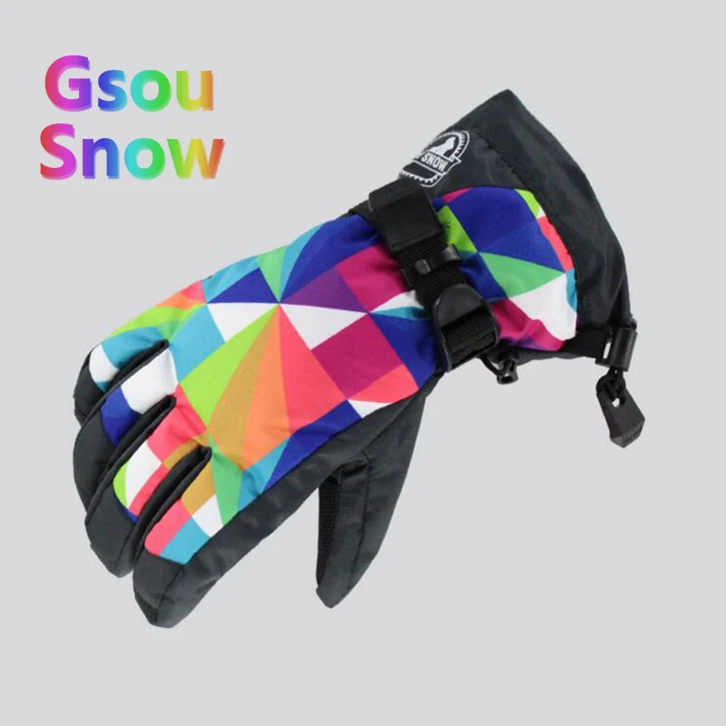 Gsou зимние Брендовые мужские лыжные перчатки уличные водонепроницаемые ветрозащитные камуфляжные толстые теплые мотоциклетные женские лыжные перчатки для сноубординга