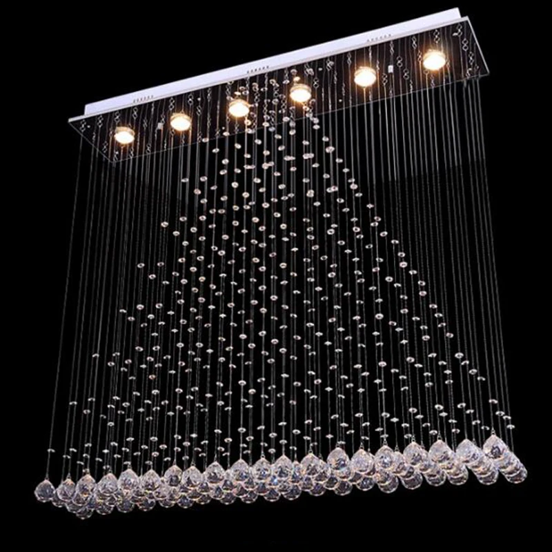

Pyramid ceiling crystal chandelier rectangular lamp GU10 LED curtain hanging line living room lamp restaurant entrance hall lamp