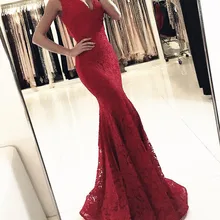 Бургундия платье для выпускного с подолом в виде русалочьего хвоста глубокий v-образный вырез кружева сексуальные женские вечерние Maxys Длинные Выпускные вечерние платья Robe De Soiree