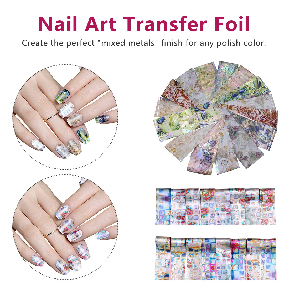 

New 16pcs Set Holographic Gradient Marble Designs Nail Foils Paper Transfer Stickers Nail Starry Sky Nail Art