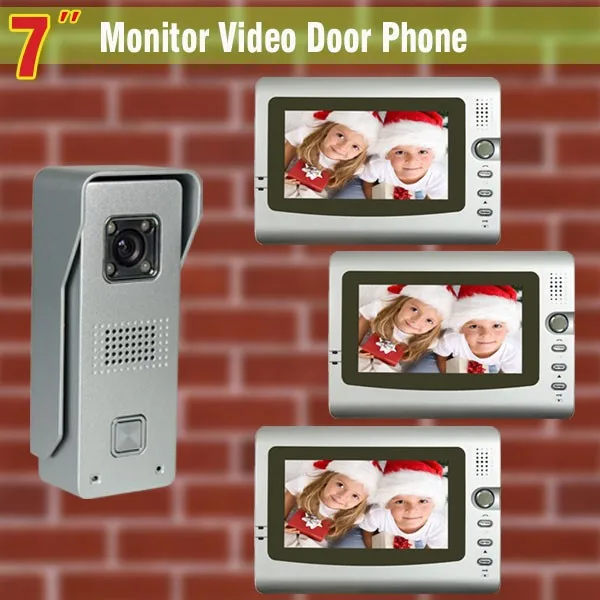 Новый 7 "монитор телефон видео домофон система видео дверной звонок алюминиевый сплав ночного видения водостойкая камера видео домофон