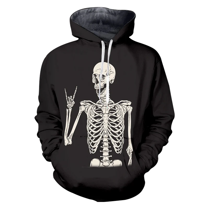 Skull Skeleton CJLM модная Маска Мужские Толстовки 3D Череп Скелет Забавный уличная Мужской пуловер ужас Хэллоуин негабаритный 5XL спортивный костюм - Цвет: Skull Skeleton