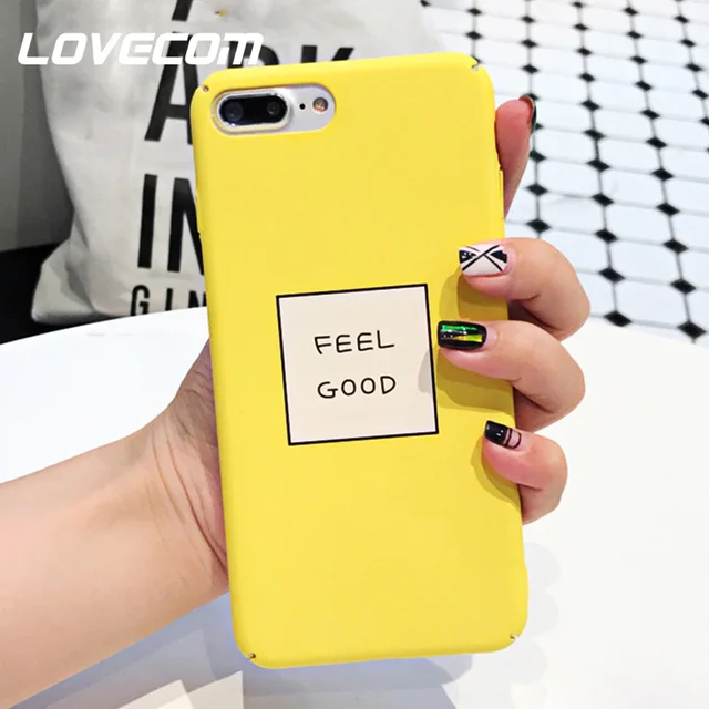 LOVECOM English Letter Yellow Hard PC Matte Phone Case For