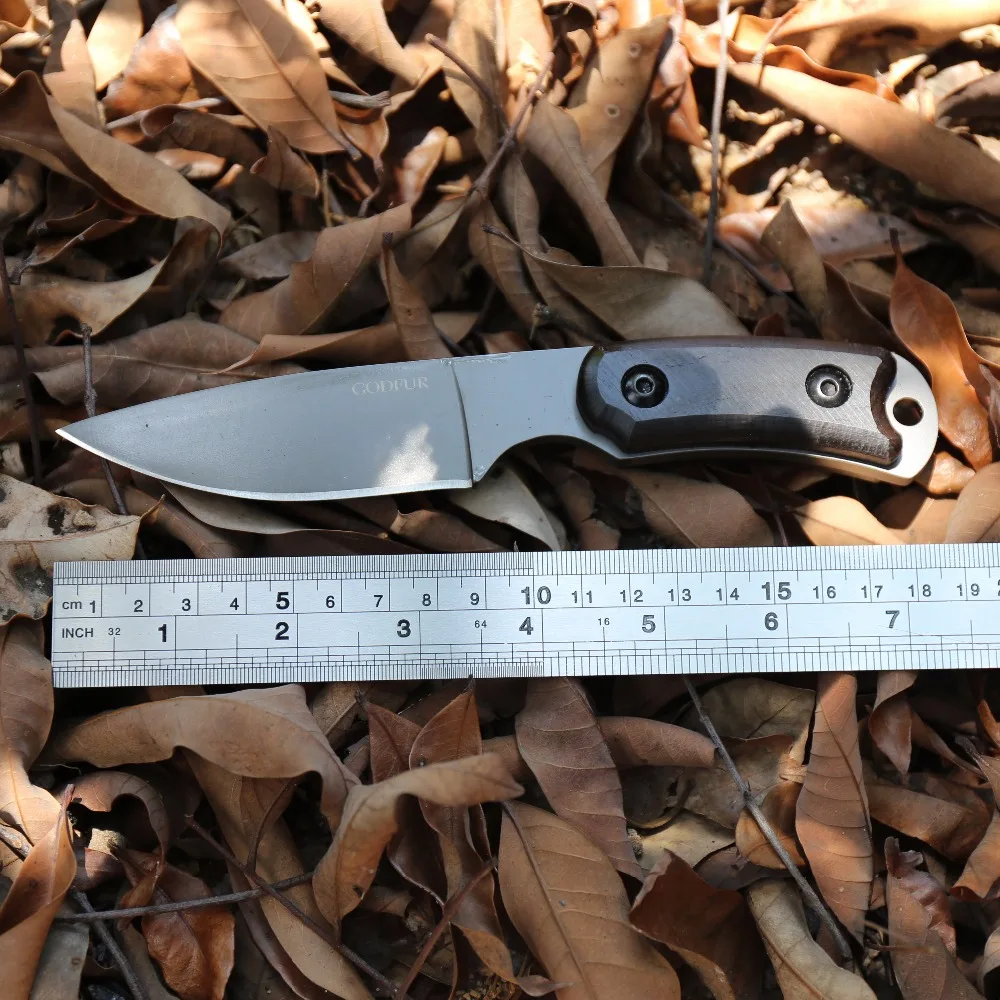 

GODFUR Portable Fixed Knife Wood Handle Camping Survival EDC Tool Sharp Blade Outdoor Practical Hunting Durable Straight Knives