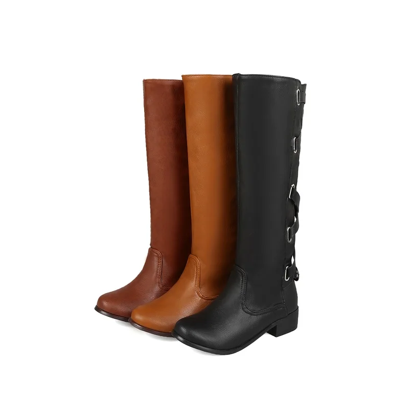 Basso Comode Più Donne Rotonda black Cerniera Ginocchio Egonery Beige Tacco Stivali Punta Delle Grandi Al Fuori Quadrato brown 2018 yellow Scarpe Modo Nuovo Inverno Di Dimensioni Alti qZwEZza