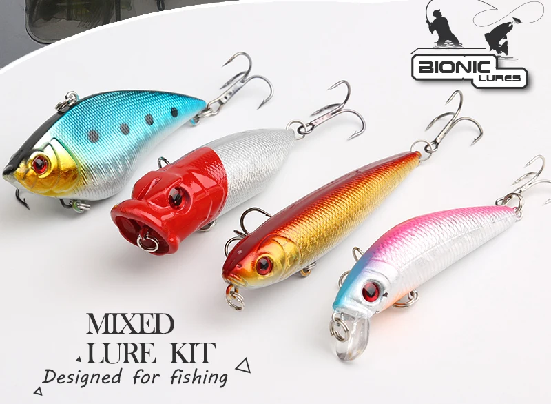 Fishing Lure MinnowPopperWobbler Spoon Metal Lure Soft Bait Fishing Lure Kit Isca Artificial Mixed ColorStyleWeight (5)
