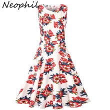 Neophil Mulheres Verão Estampa floral Plus Size Midi Vestidos Sem Mangas O Pescoço Bohemian Estilo Moda UM Vestido De Linha Vestidos D1813