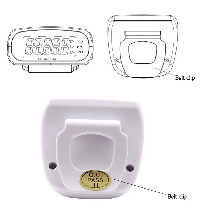 Солнечный Электронный Спортивный шагомер многофункциональный шагомер белый