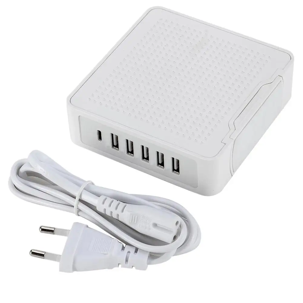 جديد وصول المحمولة 6 منافذ Usb 10A سريعة تهمة نوع-C اللوحي وحدة شاحن قفص الاتهام محول جديد وصول المحمولة 6 منافذ Usb 10A سريعة تهمة نوع-C اللوحي وحدة شاحن قفص الاتهام محول