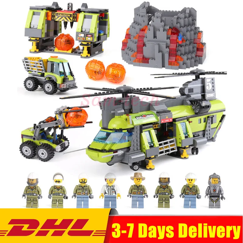 

Lepin 02087 The Volcano Heavy-Lift Helicopter Set 1430Pcs City Series 60125 DIY Building Blocks Bricks Christmas New Year Gifts