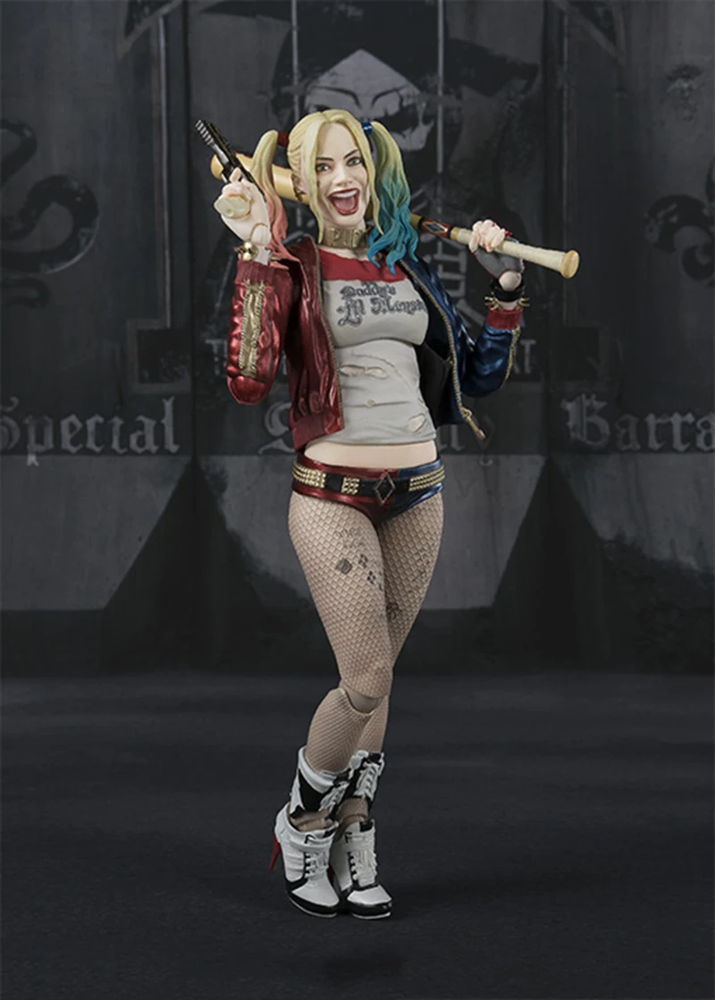 free EMS Original movable Harley Quinn crazy Toy sexy Model baseball bat Suicide Squad joker