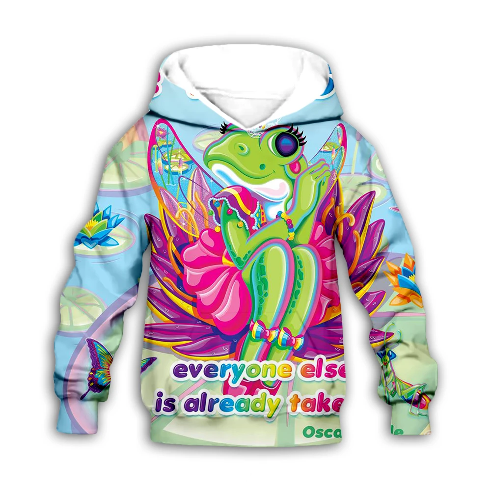 

Kids 3D Print Lisa Frank children hoodies cartoon frog Long Sleeve sweatshirts girls boy hooded autumn Pullover jacket t shirts