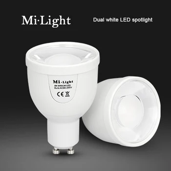

Milight WIFI GU10 FUT011 CT dural white dimmable 2.4G led lamp 5W LED Bulb control by remote or Iphone Ipad Android mi light