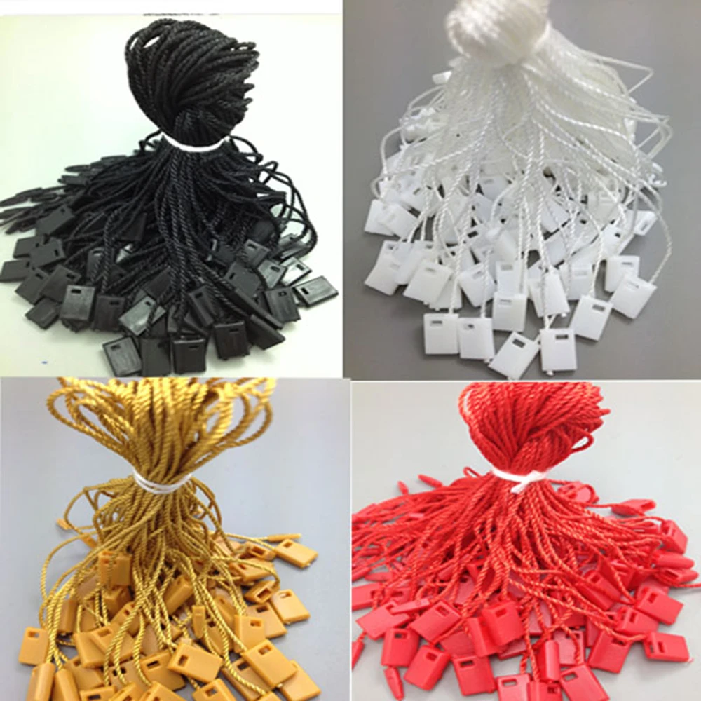 

Free Shipping 100pcs polyester snap button string used for garment , hang tags rope with black or white pin , high quality