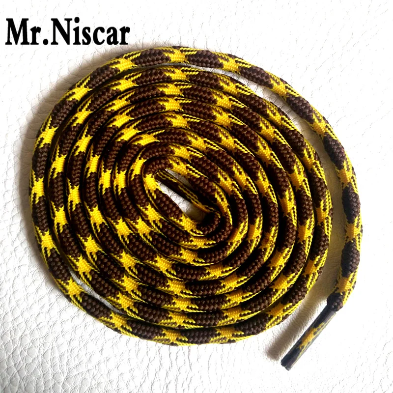

Mr.Niscar 2 Pair Selling Polyester Brand Non-slip Wear-resistant Round Shoelaces Yellow Brown Outdoor Sports Climbing Shoe Laces