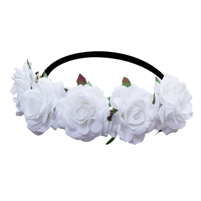 Women Handmade Gradient Rose Flower Wreath Vintage Crown 1
