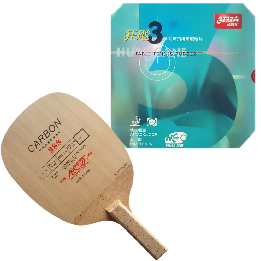 

Pro Table Tennis (PingPong) Combo Racket: Galaxy YINHE 988 with DHS NEO Hurricane 3 Rubber JS