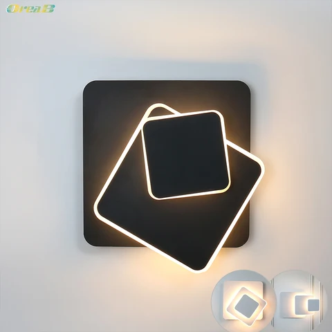 Luzes de Parede para Sala Nordic Indoor Arandela w 180 Graus Rotação Combinação Lâmpada Estar Cabeceira Quarto Branco – Preto Led 13